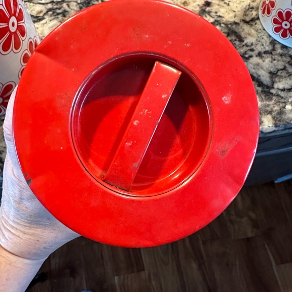 Vintage Retro Metal Canister set Red/White Flowers - Picture 8 of 15